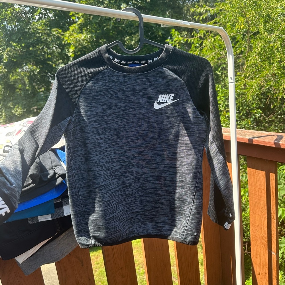 Nike Kids Charcoal and Black Long Sleeve Tee